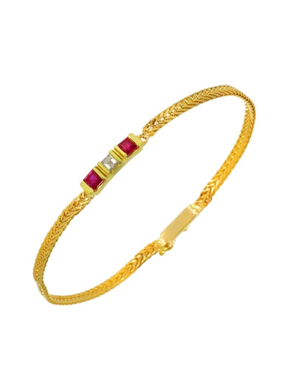 Tiffany & Co Diamond Ruby Bracelet 16.5 14k Yellow Gold
